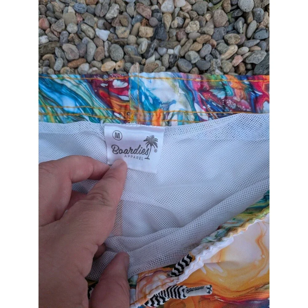Boardies Swim Shorts Trunks Lined Medium Colorful Marble